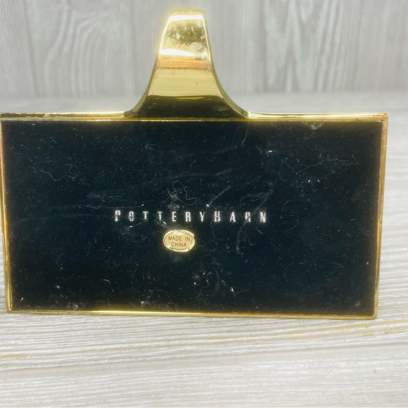 Pottery barn gold tone heavy shelf stocking hook Christmas decorations “ C “ - Picture 5 of 5